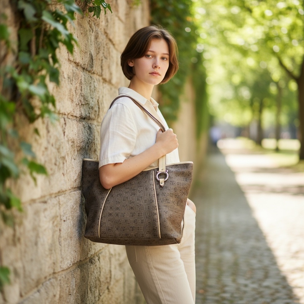 Salvatore Ferragamo Brown and Cream Tote Bag EXCELLENT CONDITION